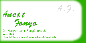 anett fonyo business card